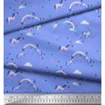 thumbnail image 2 of Soimoi Blue Cotton Duck Fabric Unicorn & Rainbow Nature Print Fabric by the Yard 42 Inch Wide, 2 of 3