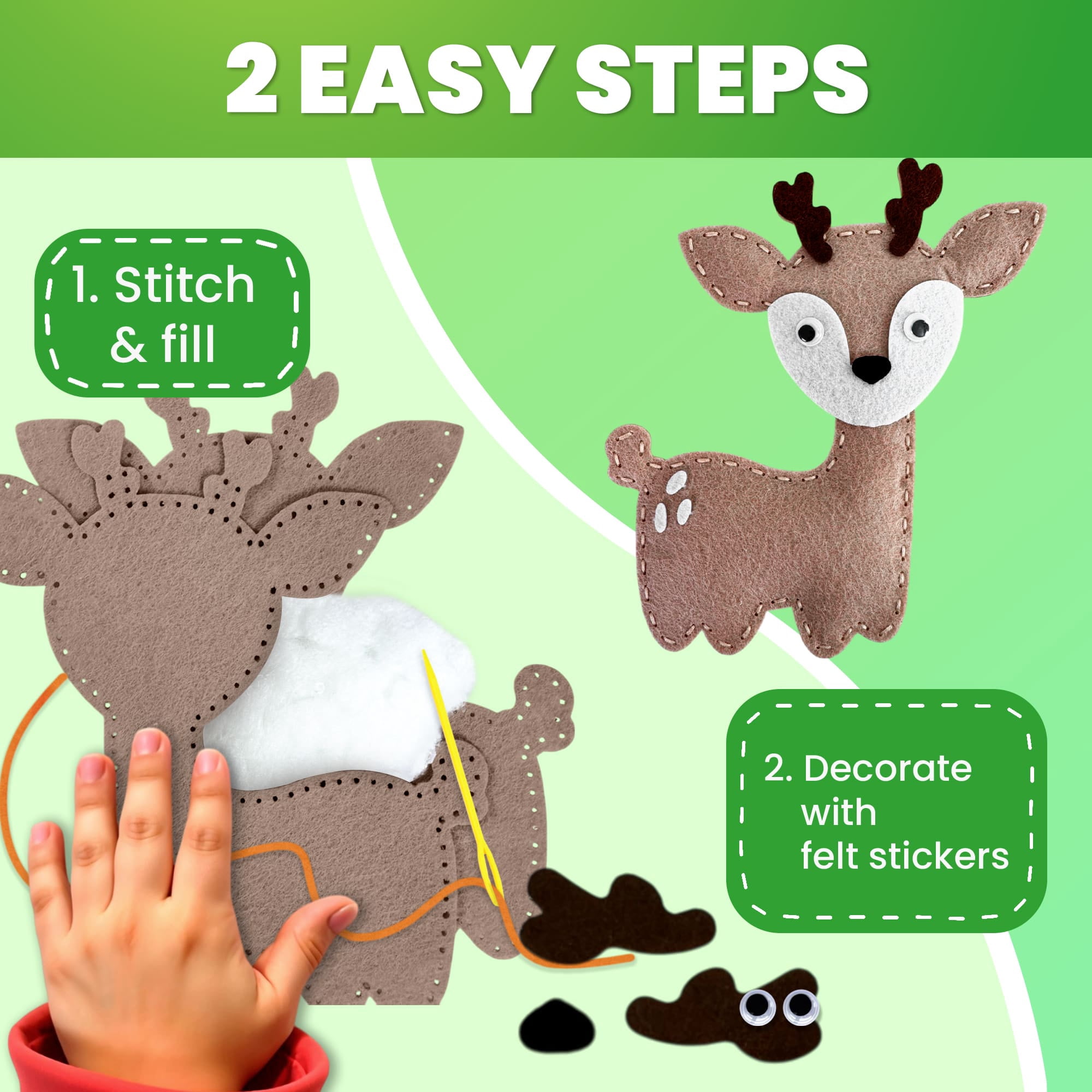 Quokka Sewing Kits for Kids 8-12 - Art Craft Kits for Girls 5-7 - 12 Childrens DIY Wild Animals