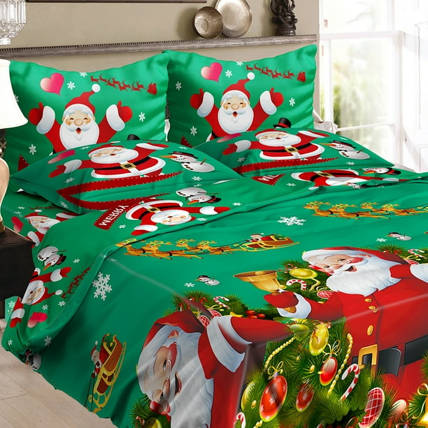 Housse De Couette 3D Rouge De Noël Imprimé King Size Housse De