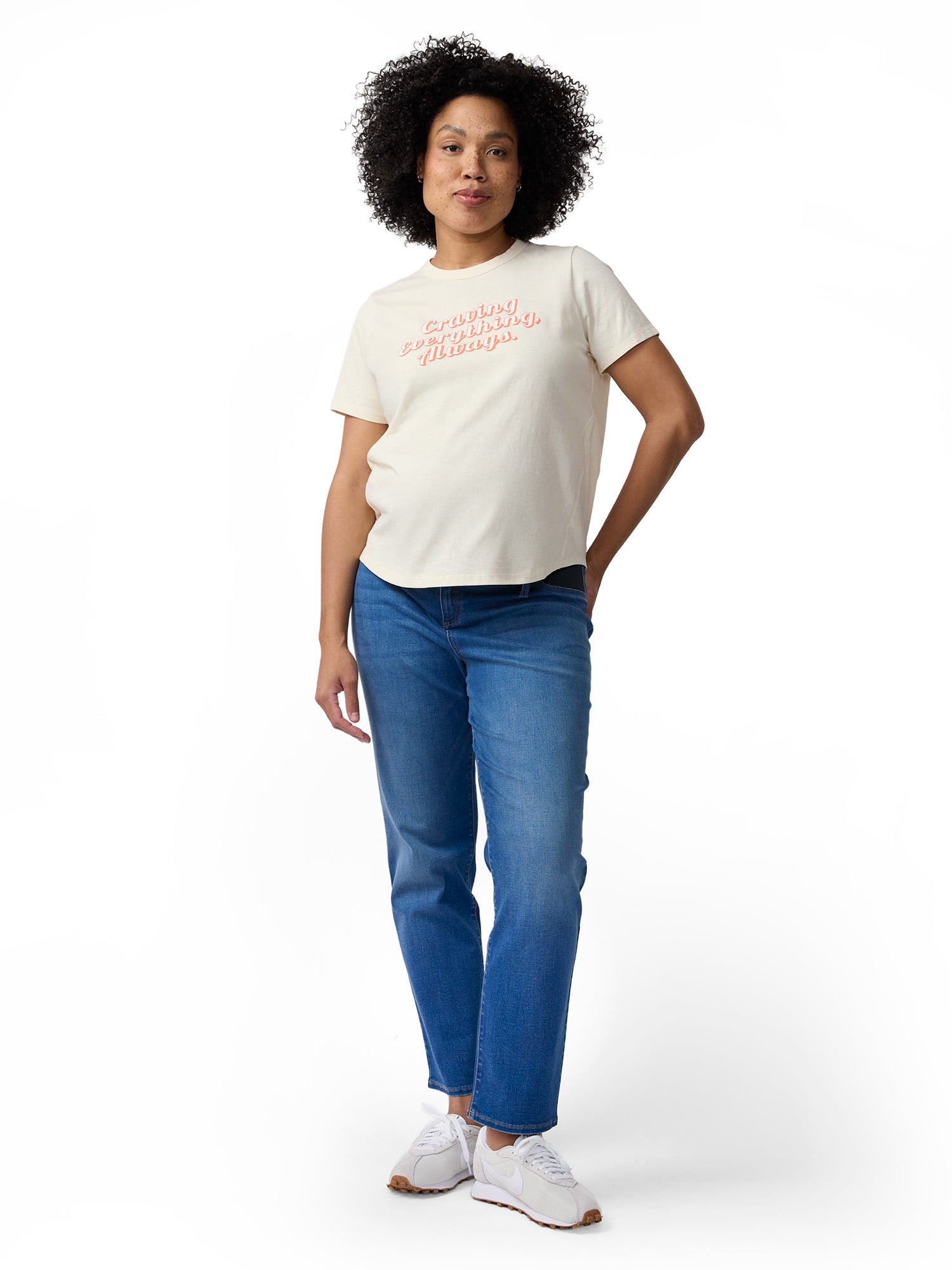 Ingrid & Isabel For Every Belly Women's Maternity Short Sleeve Relaxed Crew Graphic Tee, Sizes S-XXL