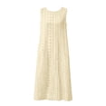 thumbnail image 5 of Women's Summer Dresses Sleeveless Round Neck Eyelet Embroidered A-Line Maxi Dress Breathable Vacation Boho Resort Sundress Yellow 2XL, 5 of 9