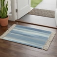 thumbnail image 2 of Area Rug with Tassels 2' x 3', Modern Abstract Stripe Art Kitchen Runner Rug for Hallway Bedroom Throw Rugs, Oil Painting Blue Gray Art Soft Door Mat for Bathroom Entrance Living Room, 2 of 9