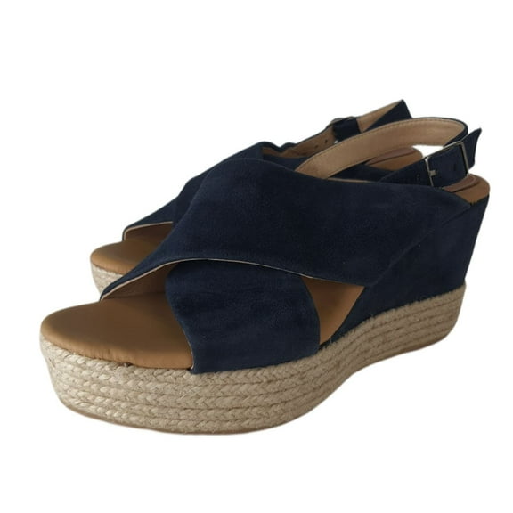 MATT BERNSON Women's Capri Wedge Sandals, Blue, 11