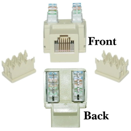 3 Rj12 Keystone Jack - ACL Phone/Data Jack, RJ11/RJ12 Female to 110 Type Punch Down Keystone Insert, Beige, 5 Pack