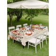 thumbnail image 3 of Outdoor Tablecloth with Umbrella Hole and Zipper, Orange Teal Fall Pumpkins Rectangle Table Cloth 60x84 Inch Waterproof Tablecloth, Weeping Botanical Thanksgiving Vintage Picnic Table Cover for Patio, 3 of 7