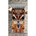 thumbnail image 3 of Ambesonne Retro Quilted Bedspread Set 2 Pcs, Geometric Mosaic Owl Art, Twin Size, Orange Brown, 3 of 3