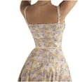 thumbnail image 4 of Summer Saving Wycnly Summer Dresses for Women Cute Empire Waist Swing Strap Party Long Dresses with Tie 2024 Sleeveless Square Neck Floral Print Maxi Formal Dress Yellow l, 4 of 7