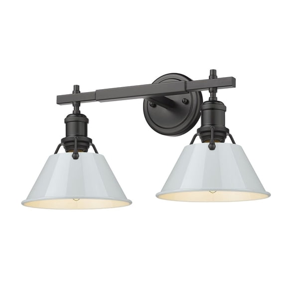 Orwell 2-Light Vanity Light in Matte Black with Dusky Blue