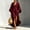 Dark Red, variant on Morttic Women's Elegant V-Neck Stand Collar 3/4 Sleeve Maxi Dress – Side High Slit with Pockets Loose Solid Color Long Dress Apricot,S