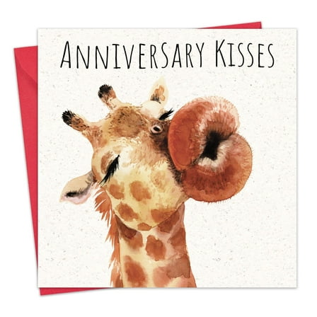 Twizler Anniversary Card - Giraffe Kisses - Funny Happy Wedding Anniversary Card for Wife Husband Girlfriend Boyfriend Partner