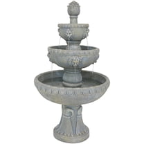Sunnydaze Lion Head Traditional Resin 3-Tier Outdoor Water Fountain