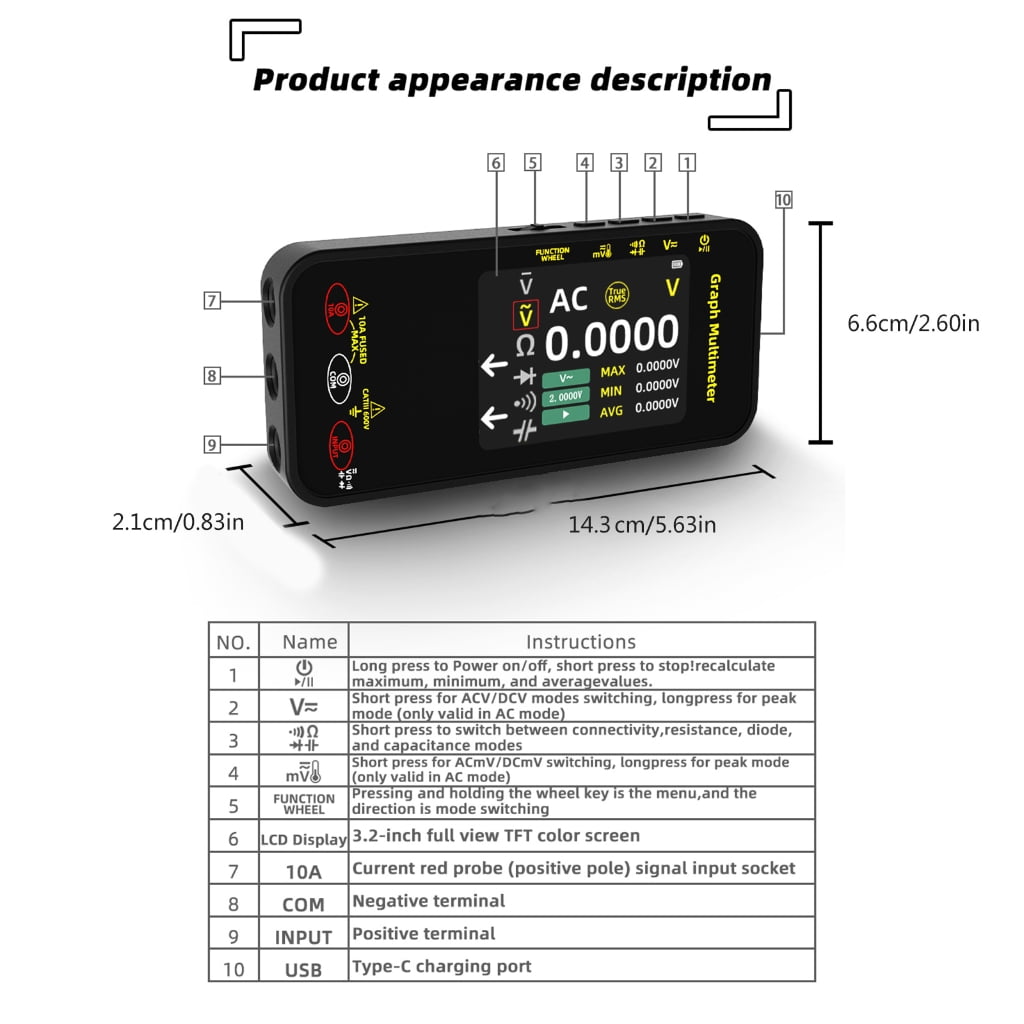 Zeiwohndc High Precisions Graphics Recording Digital Multimeter Large Screen Oscilloscope