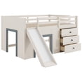 thumbnail image 5 of Harper & Bright Designs Full Size Low Loft Bed with Slide, Full Wood Loft Bed Frame with Storage Drawers and 2 Doors, Beige+Grey, 5 of 12