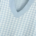 thumbnail image 5 of Fshiont Oversized Sweater Vest Women Casual V Neck Houndstooth Knit Sweaters 2025 Fall Aesthetic Checkered Work Vests Light Blue M, 5 of 5