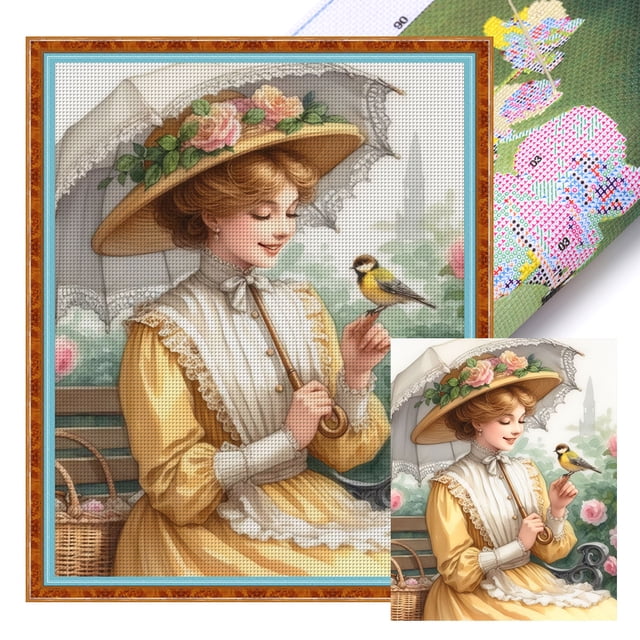 (11CTACC-4891__C__40X50) Hilo algodón ecológico bordado 11CT 3 hebras impresión 40*50cm kit serie personajes punto cruz mujer señorial retro