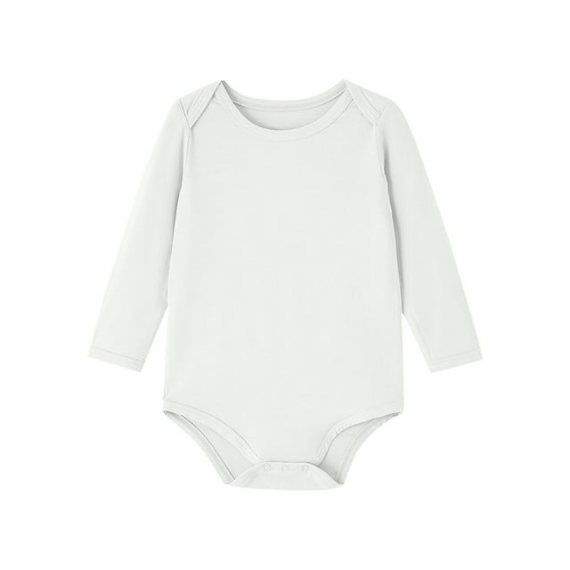 Pisexur Vêtements pour Bébé Garçon 3-24 m Coton Cache-Couche à Manches Longues pour Nourrisson Col Ras du Cou Décontracté Cache-Couches pour Bébé Bas Classique Fermeture à Boutons-Pression Barboteuse pour Bébé Fille Combinaison Légère et Mignonne pour Nouveau-Nés Blanc