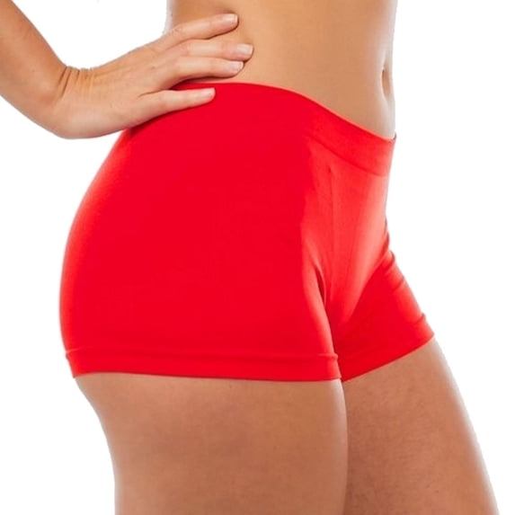 Women's Seamless Spandex Boyshort Underskirt Pant Short Leggings, Red, SM