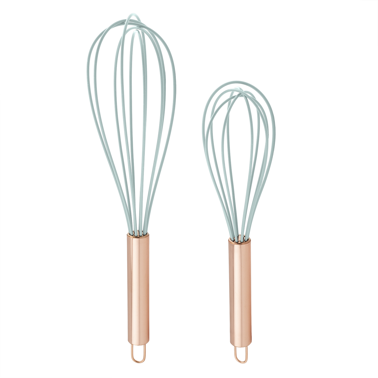 Cook With Color Set Of Two Silicone And Stainless Steel Whisks Copper