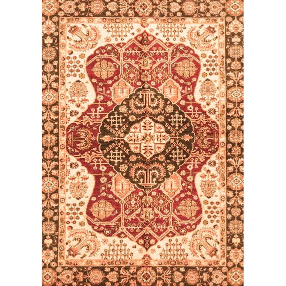 Ahgly Company Indoor Rectangle Abstract Orange Modern Area Rugs, 8' x 10'
