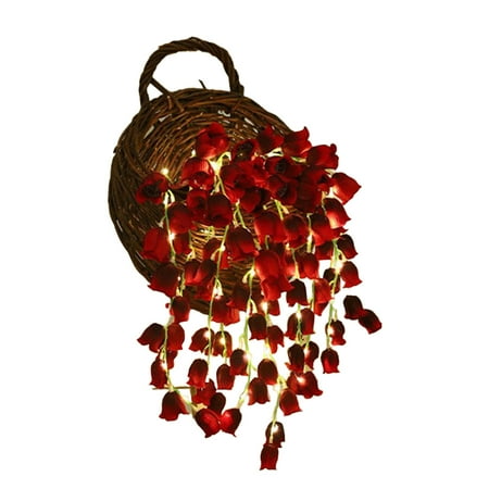 

RuWeoMaa Faux Flower - LED Lilys Of The Rings Flower Lantern Basket Porch Simulation Flower Decorative Light Small Night Light for Wedding Welcome Signs Floral Decorations