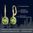 thumbnail image 2 of Gem Stone King 18K Yellow Gold Plated Silver Green Peridot Leverback Dangle Earrings for Women (4.20 Cttw, Gemstone August Birthstone, Oval 9X7MM), 2 of 5