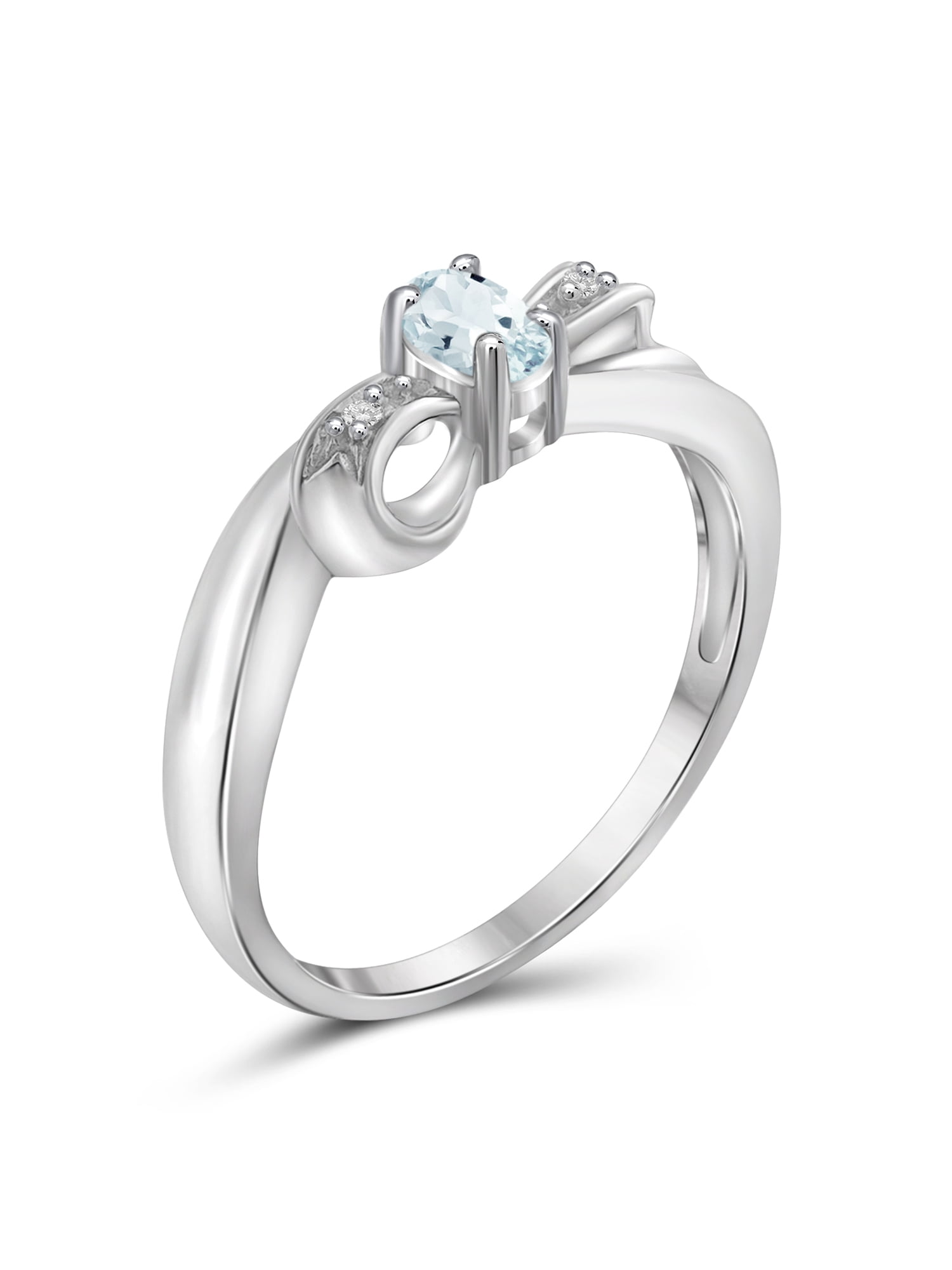 JewelersClub Aquamarine Ring Birthstone Jewelry – 0.25 Carat Aquamarine 0.925 Sterling Silver Ring Jewelry with White Diamond Accent – Gemstone Rings with Hypoallergenic 0.925 Sterling Silver Band