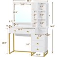 thumbnail image 2 of Afuhokles Makeup Vanity with Light Mirror and Charging Station, Storage Shelves, 5 Drawers, White, 2 of 6