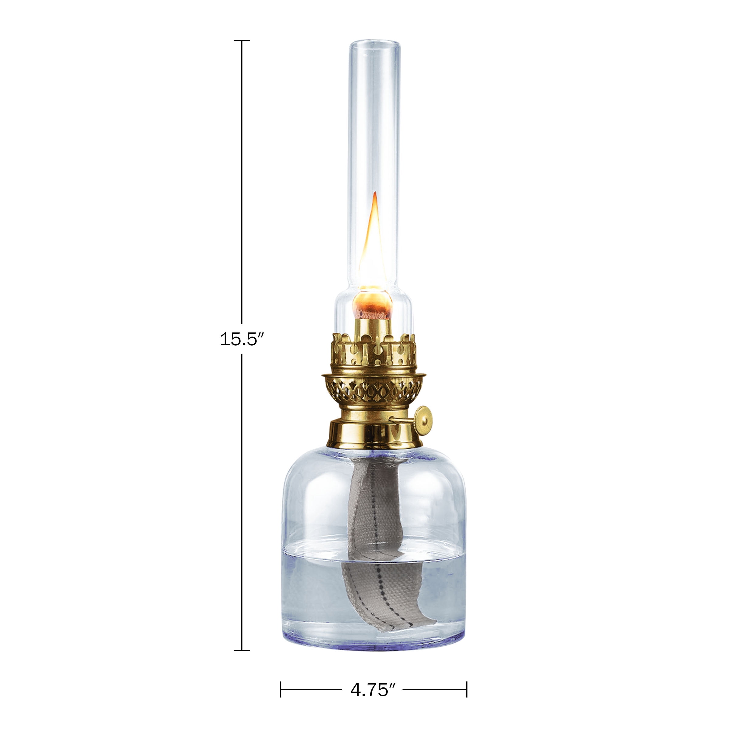 Kings County Tools Glass Oil Lamp - 15.5” Tall Decorative Lantern (Blue)
