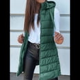 thumbnail image 4 of Chaleco para Mujer, Color Liso, Sin Mangas, con Capucha, para Invierno, Abrigo Acolchado. Verde 4XL, 4 of 6