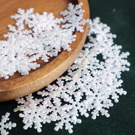 Iridescent Snowflake Ornaments, 300pcs Snowflake Decorations for Christmas Party DIY Crafts