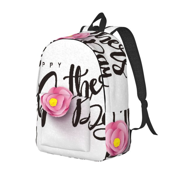 Balery Happy Mother's Day (3) Mochila Clásica Impresa Básica para Viaje, Mochila Escolar Resistente al Agua, Mochila de Lona con Correas Ajustables-Medium