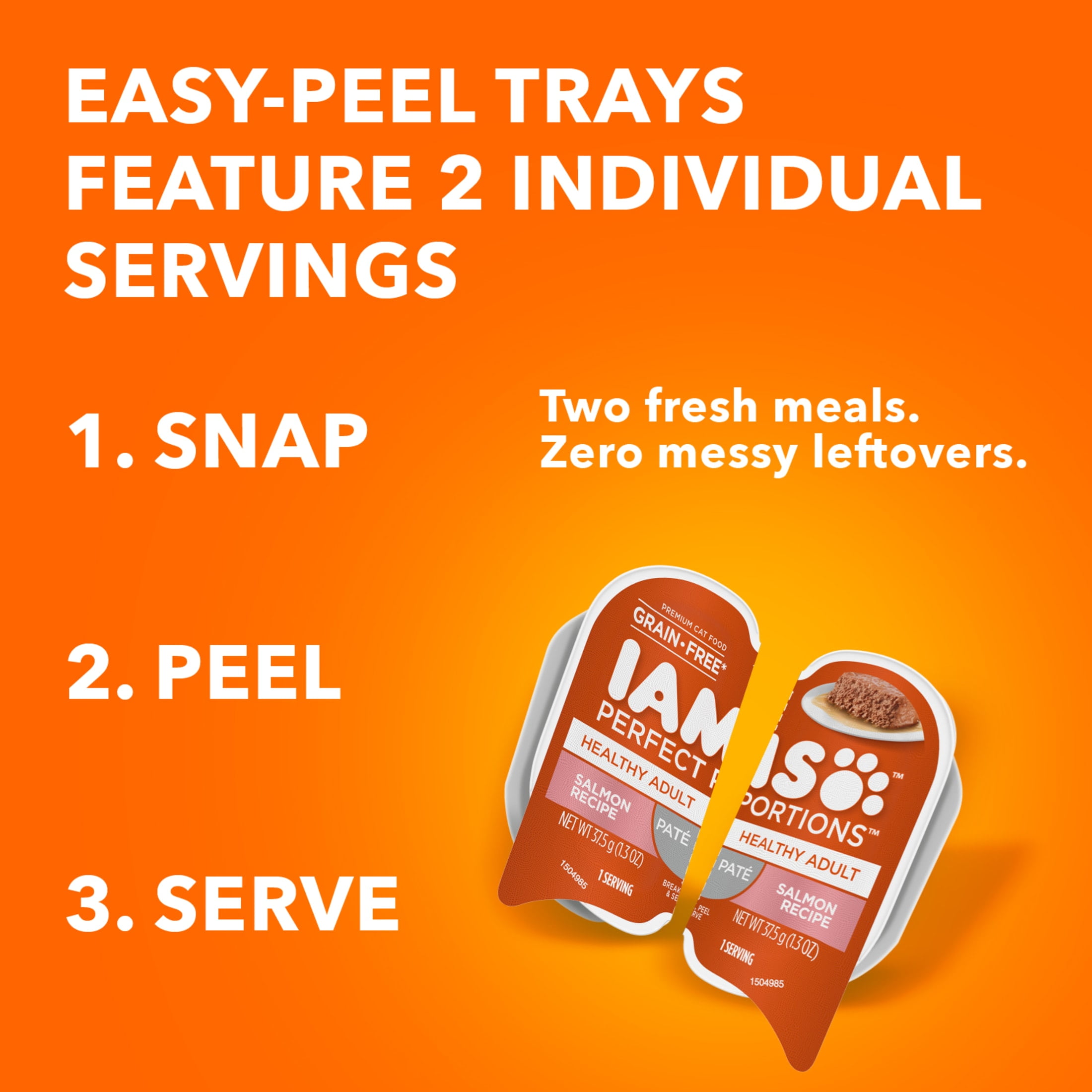 Iams Perfect Portions Healthy Adult Pate, Variety Recipe Wet Cat Food, 2.6 Oz Twin-Pack Trays 24 Ct