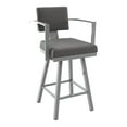 thumbnail image 1 of Amisco Akers 30.25" Polyester Swivel Bar Stool in Heather Light Gray/Glossy Gray, 1 of 6