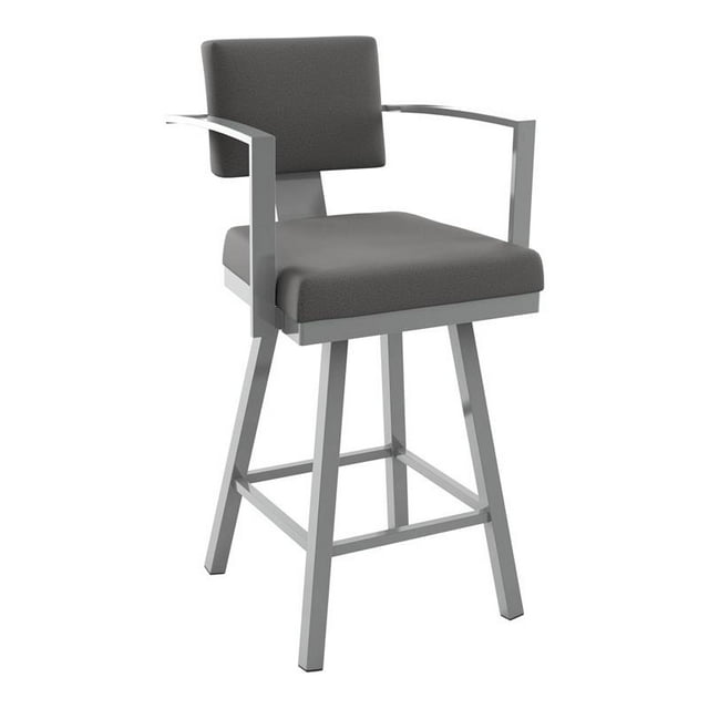 Amisco Akers 26.25" Polyester Swivel Counter Stool in Heather Light Gray