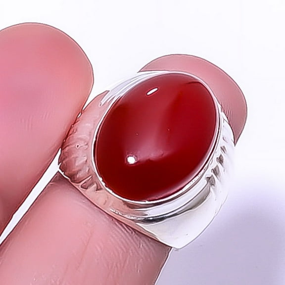 Carnelian - Brazil Designer 925 Sterling Silver Unisex Ring s.6 R46-34, Gemstone Silver Jewelry, New Year Sale, Valentin's Day Gift