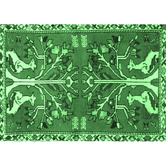 Ahgly Company Indoor Rectangle Persian Emerald Green Traditional Area Rugs, 2' x 3'