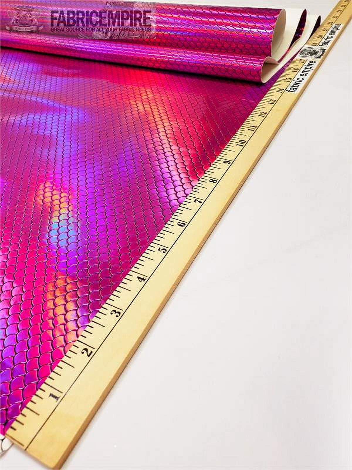 Holographic Mermaid Fish Scale Glossy Embossed Vinyl Fabric Fuchsia / 54" Wide / Sold By The Yard