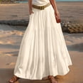 thumbnail image 2 of Women's Skirts Boho Elastic Waist A-Line Maxi Skirts Summer Swing Long Skirt with Pockets For Beach Vacation, 2 of 5