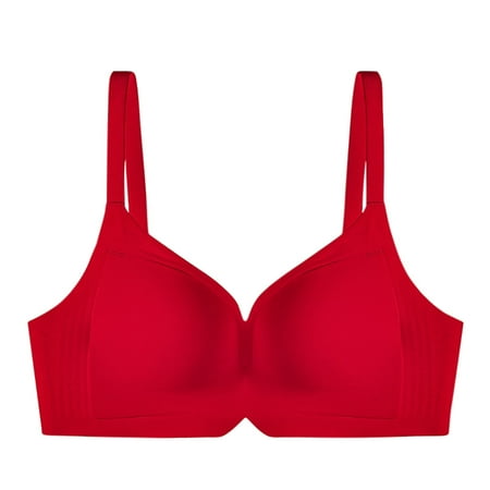 UTSJKR Women s Wireless T Shirt Bra Seamless Comfort Full Coverage Push Up Bras for Everyday Wear Breathable Soft Underwire Bras Red XXL