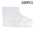 thumbnail image 1 of 100x Disposable Plastic Foot Covers Bags Clear Booties Bath Paraffin UK1, 1 of 9