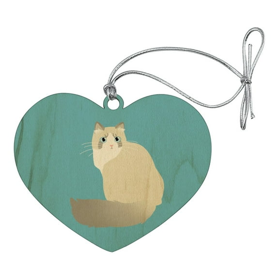 Ragdoll Cat Heart Love Wood Christmas Tree Holiday Ornament