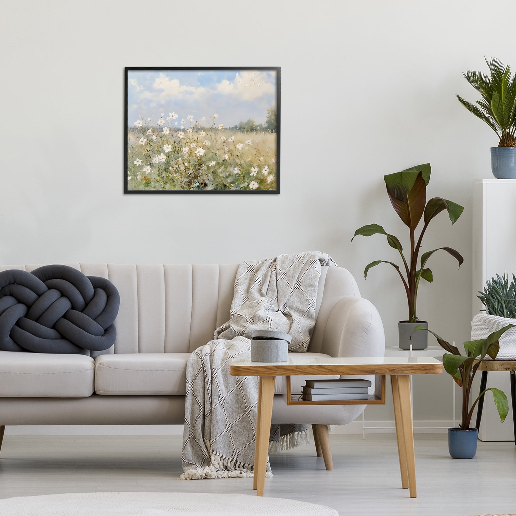 Stupell Industries Neutral Wildflower Field in Bloom Black Framed Giclee Art, design by LSR Design Studio