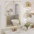 thumbnail image 2 of 20 x 30 pulgada arched wall mirror, wall - mounted vanity mirror con arch metal frame, moderno bathroom vanity mirror para dormitorio y sala de estar (hanging o leaning), gold, 2 of 8