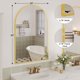 thumbnail image 2 of 20 x 30 pulgada arched wall mirror, wall - mounted vanity mirror con arch metal frame, moderno bathroom vanity mirror para dormitorio y sala de estar (hanging o leaning), gold, 2 of 8