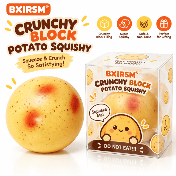 Crunchy Potato Squishy,ASMR Squeeze Toy with Crackly Sound,Soft Stress Relief Fidget for Desk and Travel,Gift for Adults