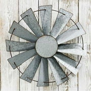 Galvanized Windmill Circle Country Rustic Wall Decor