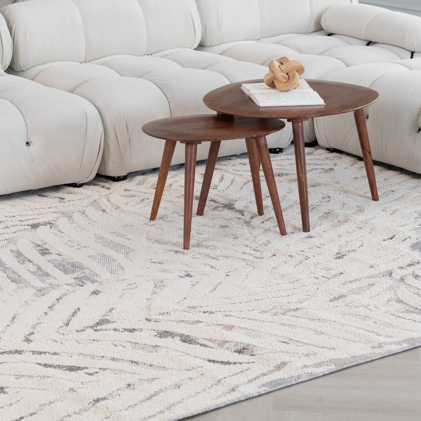 Rug Branch Nimbus Floral Indoor Area Rug, Cream Grey, Modern - Living Room, Bedroom, Dining Room, and Kitchen