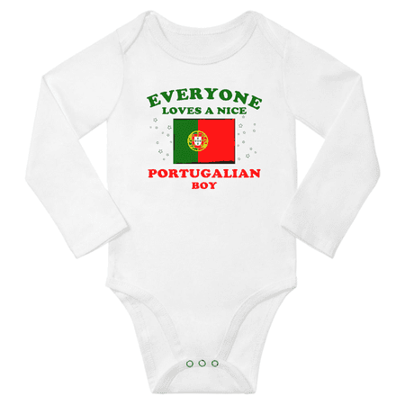 

Everyone Loves a Nice Portugalian Boy Baby Long Slevve Romper Bodysuit (White 3-6 Months)