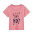 thumbnail image 2 of lnmuld Kids Easter Bunny Print Short Sleeve T-Shirt, Round Neck Casual Spring Summer Top Size:1-2 Years, 2 of 3