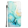 thumbnail image 3 of Nalacover for Samsung Galaxy S22 PU Leather Wallet Case,Stylish Marble Pattern Magnetic Clasp Flip Kickstand Cash Pocket Wireless Charging+Wrist Strap Cover for Girls Women,Green, 3 of 6